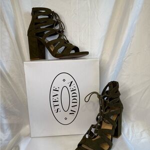 Steve Madden Green Heeled Sandals Gladiator Style
